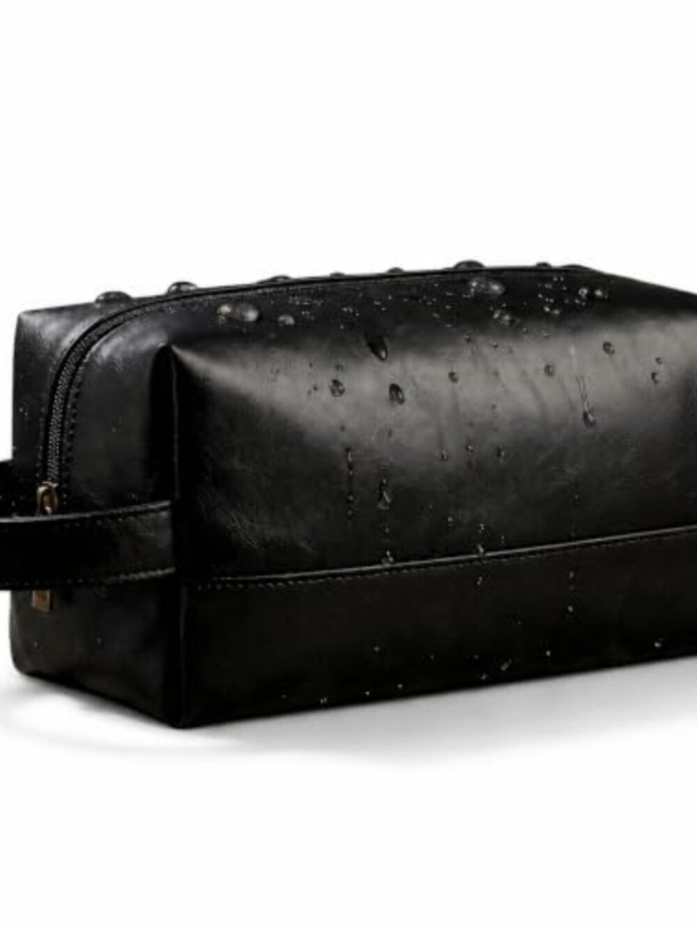 Faux Leather Men's Toiletry Bag Travel Dopp Kit Water-Resistant Shaving
